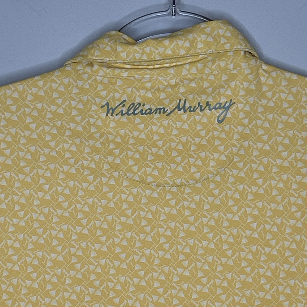 William Murray Golf Yellow Performance Mens Small Polo AOP Martini Print Preppy - Picture 5 of 10